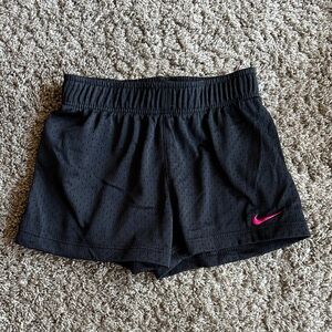 Nike Kids Black Shorts with Pink Swoosh